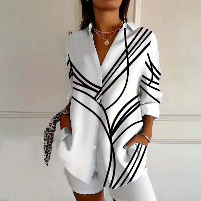 Abstract Line Print Blouse