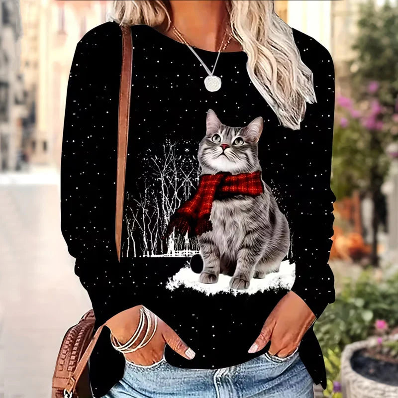 Casual Winter Cat Scarf Sweater