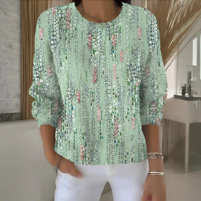 Mint Abstract Pattern Relaxed Top
