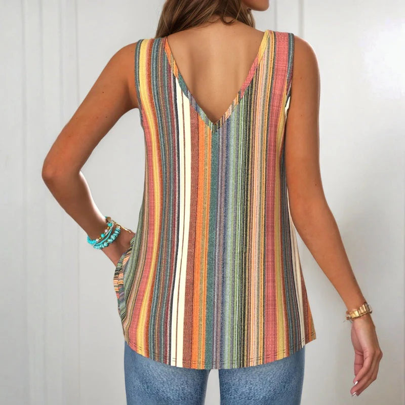 Colorful Sleeveless Striped Tank Top