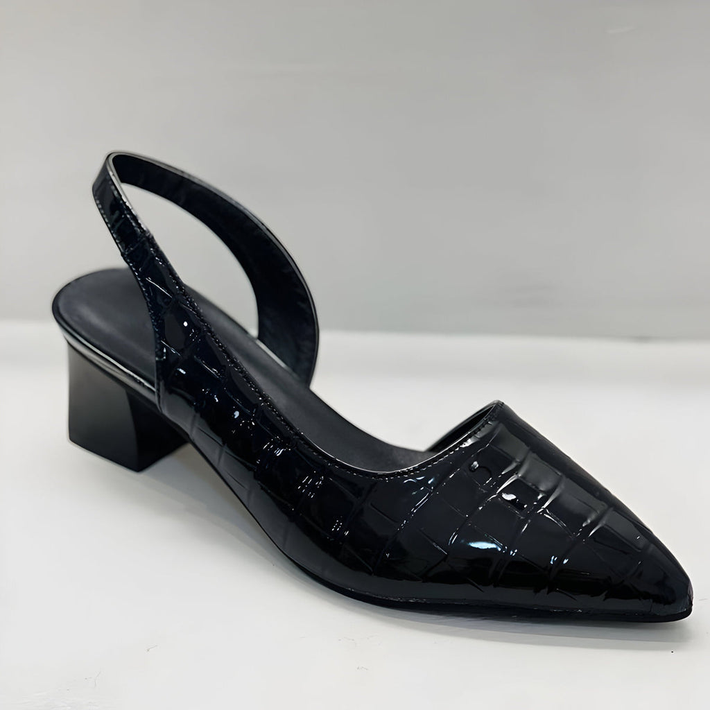 Pointed-Toe Slingback Block Heels
