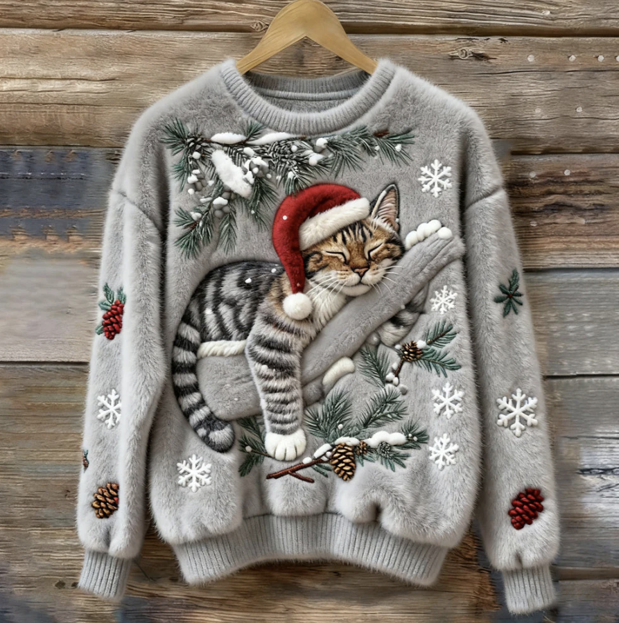 Cozy Festive Cat Sweater