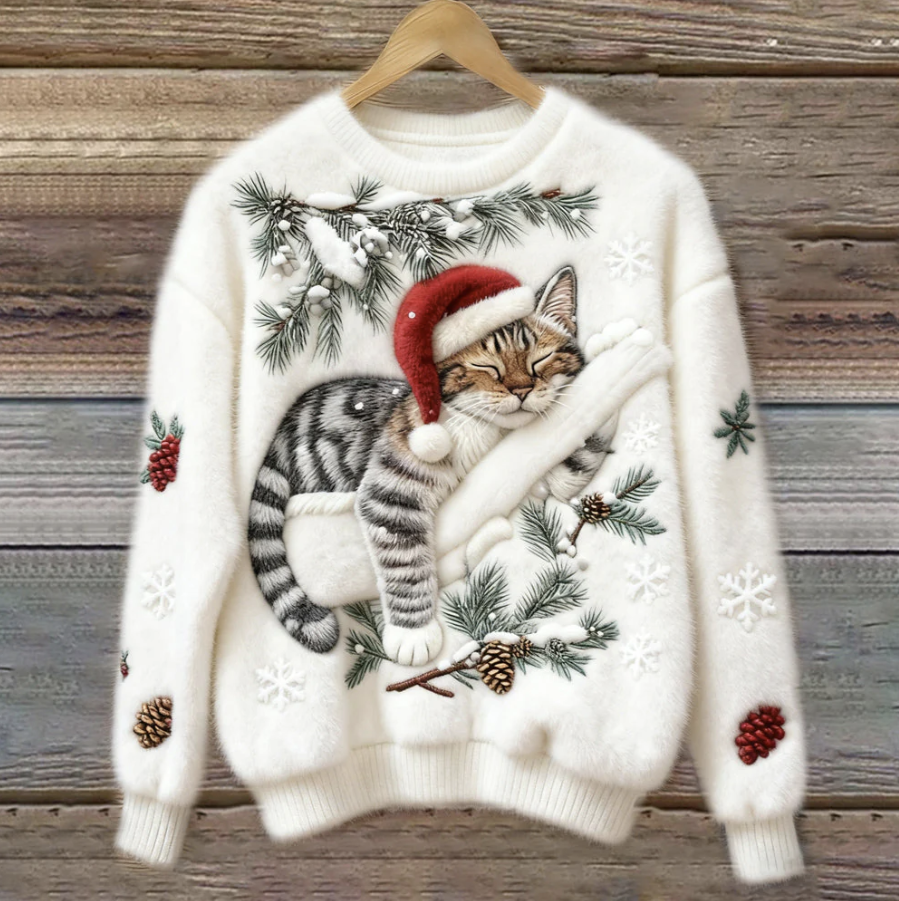 Cozy Festive Cat Sweater