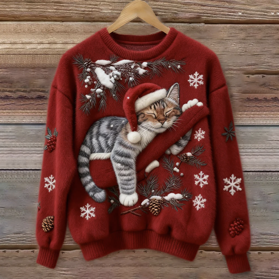 Cozy Festive Cat Sweater