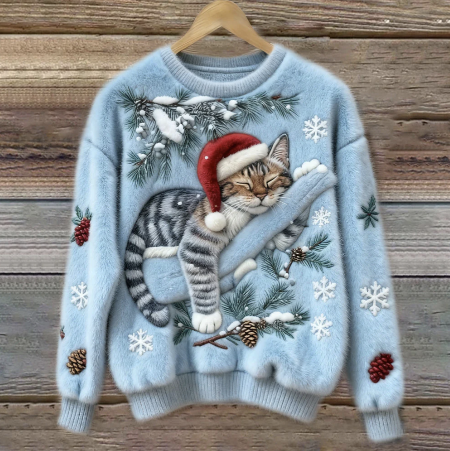 Cozy Festive Cat Sweater