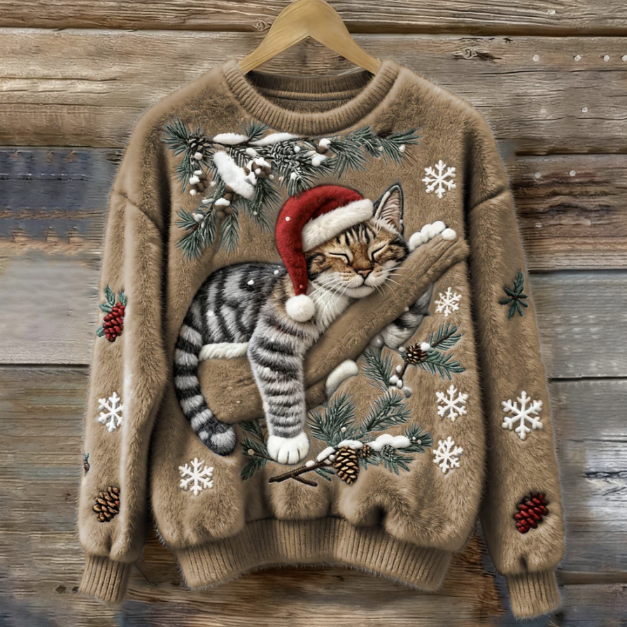 Cozy Festive Cat Sweater