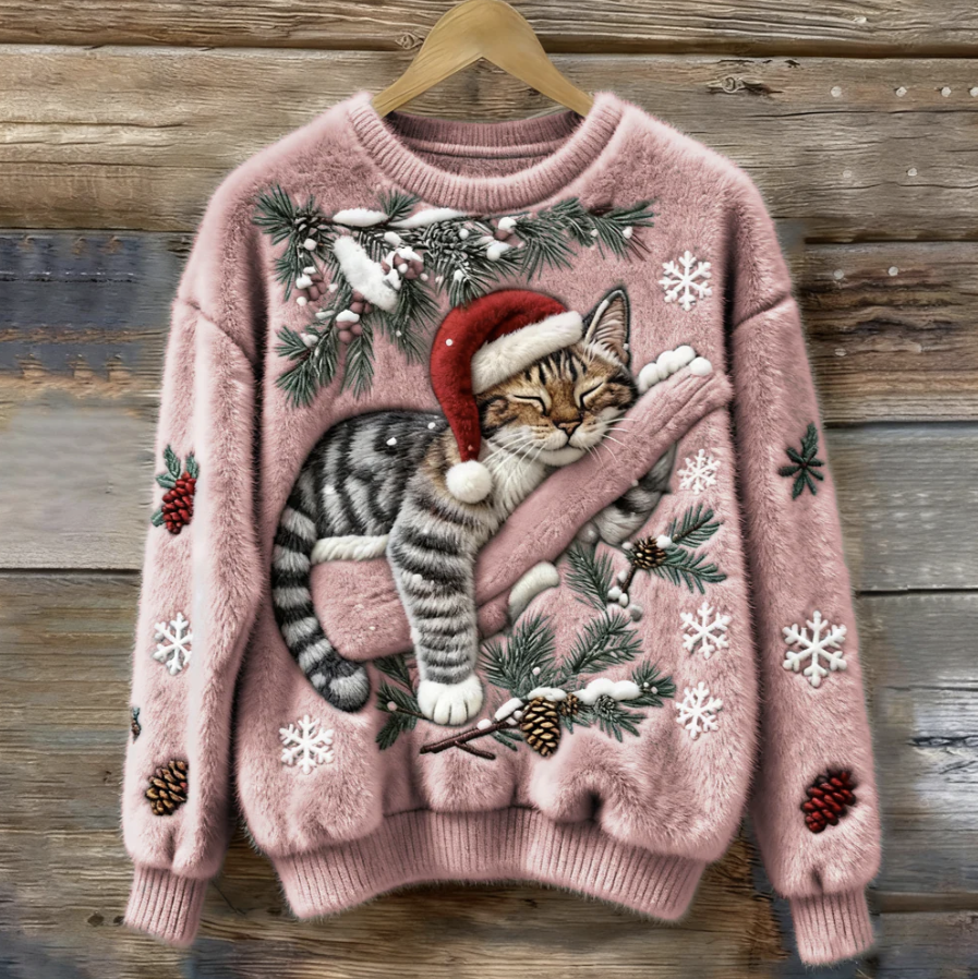 Cozy Festive Cat Sweater