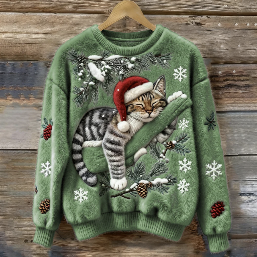 Cozy Festive Cat Sweater