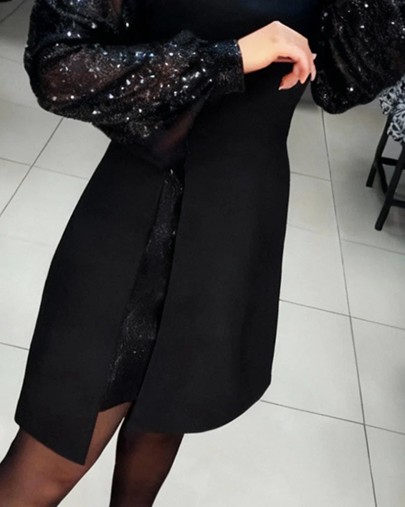 Elegant Dress with Puffy Sleeves