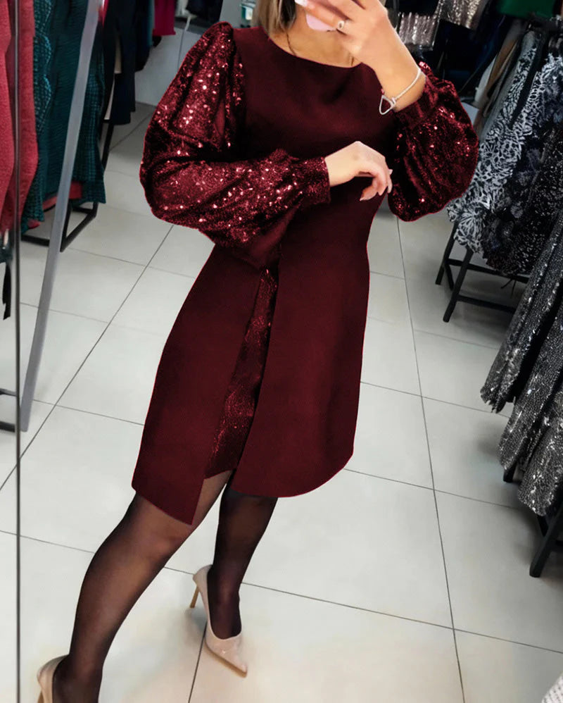 Elegant Dress with Puffy Sleeves