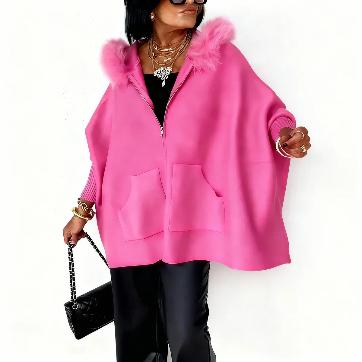 Elegant Faux Fur Cape